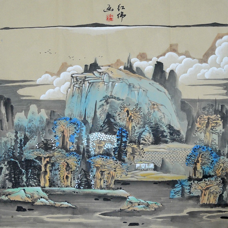 平湖出山高 68x68cm 2013年 庄红伟