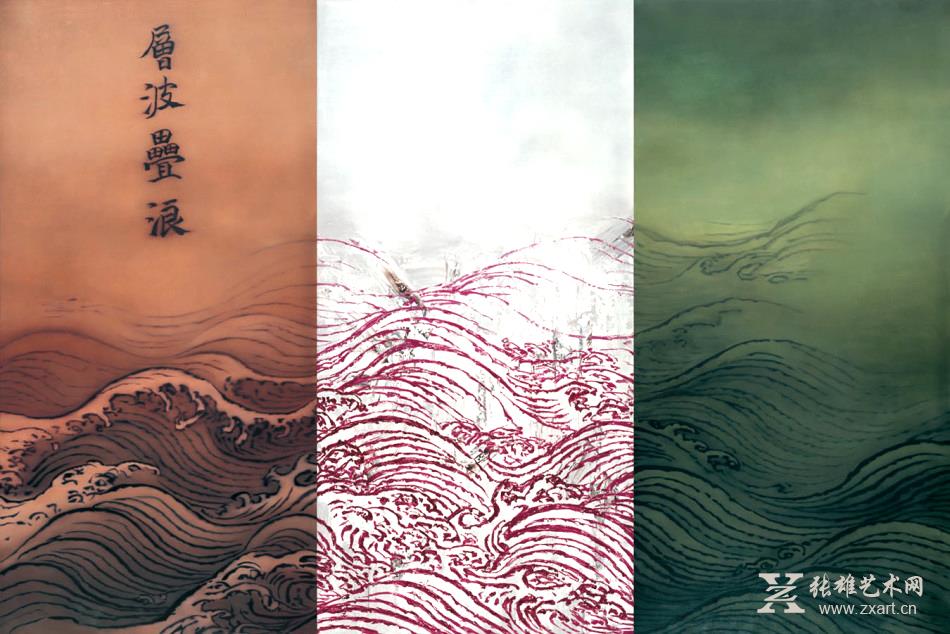 何森国画作品-马远-十二水图之层波叠浪