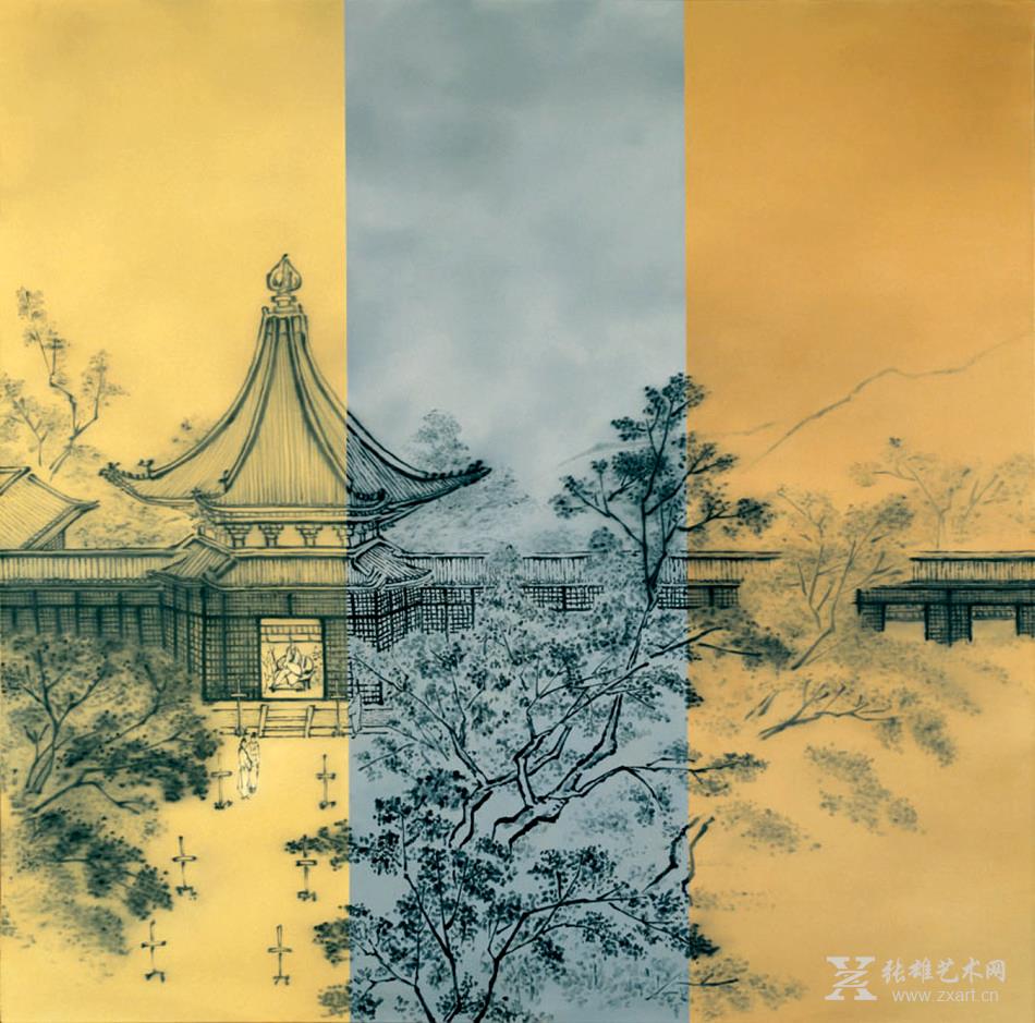 何森国画作品-马麟秉烛夜游图