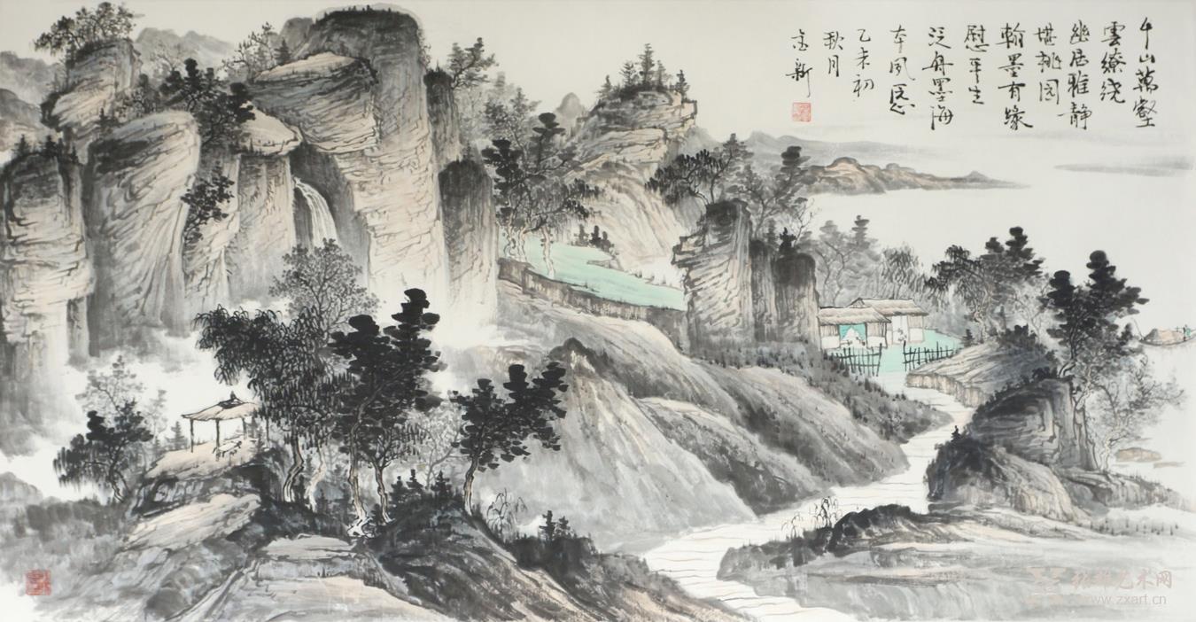  王金新国画作品-《千山万壑云缭绕》