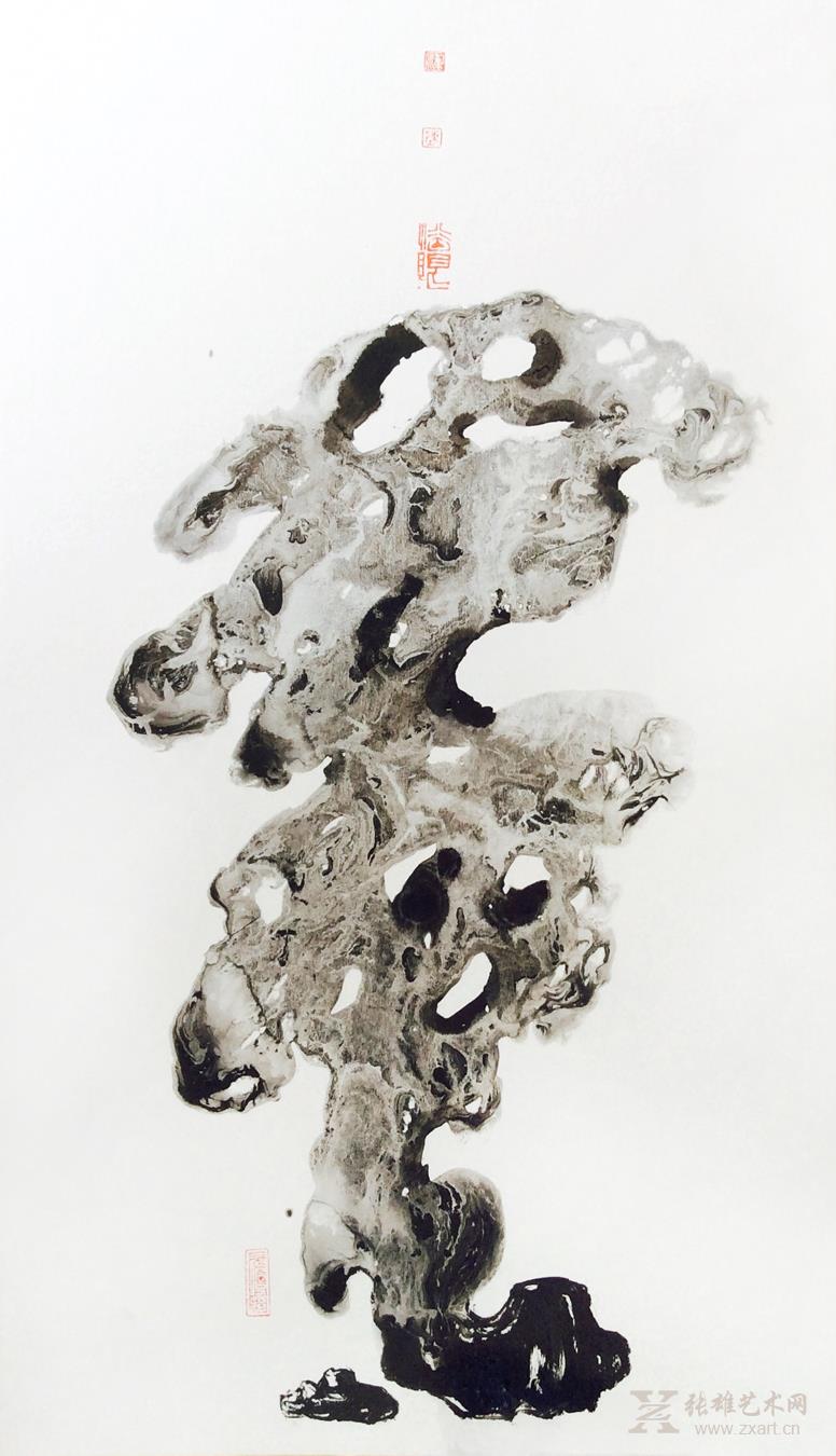 •商品描述: 陈军川国画作品-《太湖石》系列 (4) •商品展示