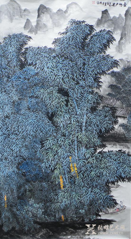 商品描述 邓顺成国画作品-金竹户有 97x180cm 癸已年夏月&