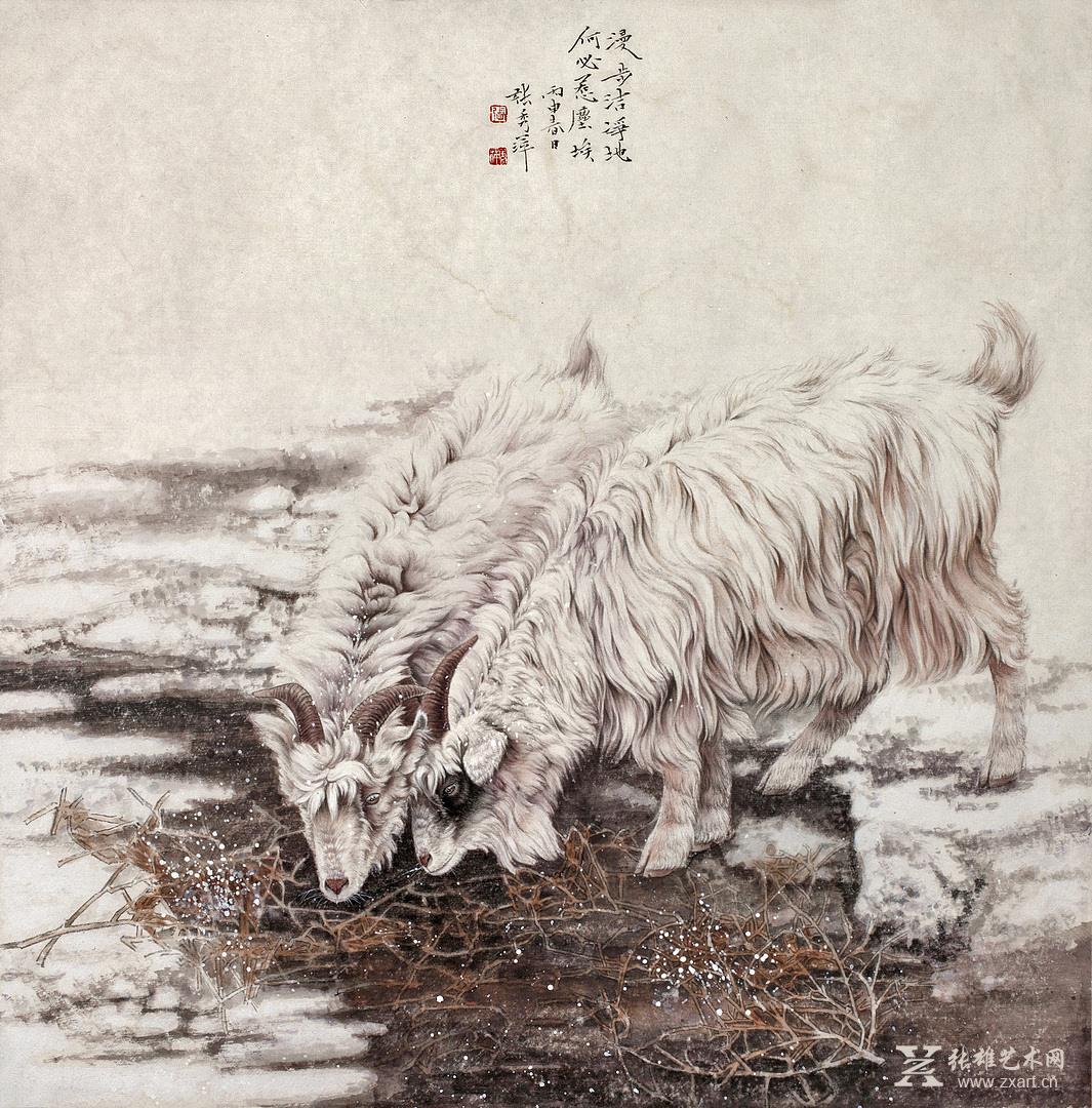 《漫步洁净地,何必惹尘埃》 动物工笔画