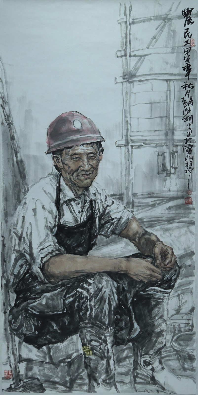 农民伯伯素描画图片